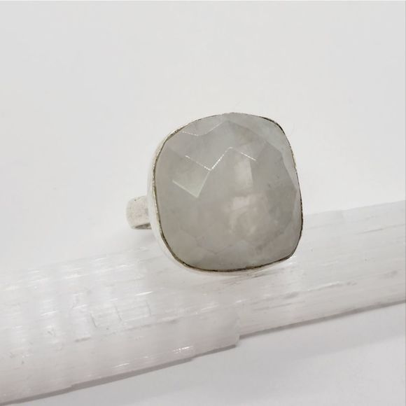 Jewelry - Rainbow Moonstone Gemstone Handmade Woman Ring US 7.75 Jewelry